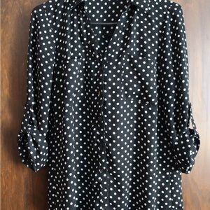 A. Byer Black and White Polka Dot Blouse